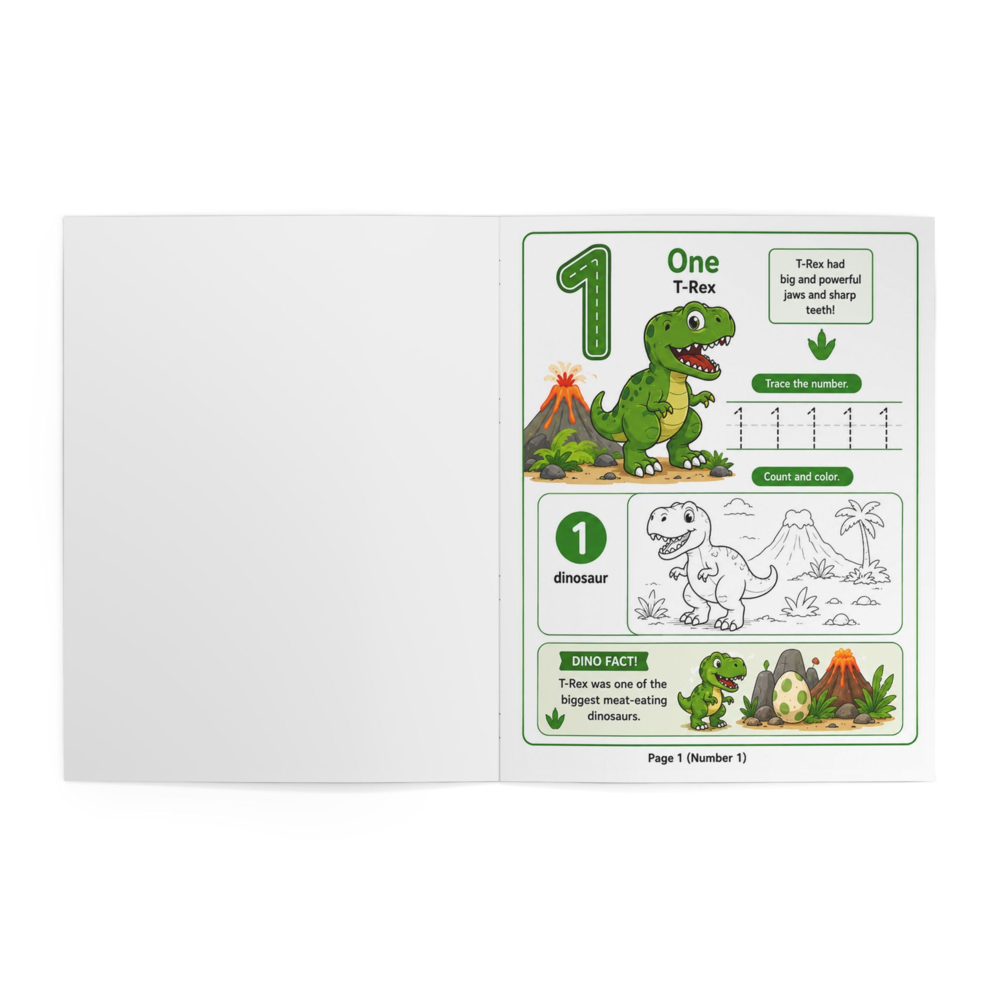 Dinosaur Numbers Coloring Book — Learn Numbers 1–20: Trace, Count & Color for Kids