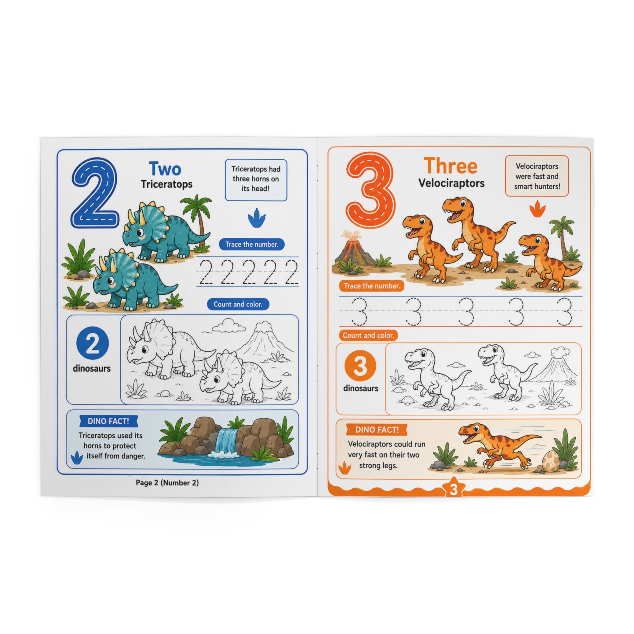 Dinosaur Numbers Coloring Book — Learn Numbers 1–20: Trace, Count & Color for Kids