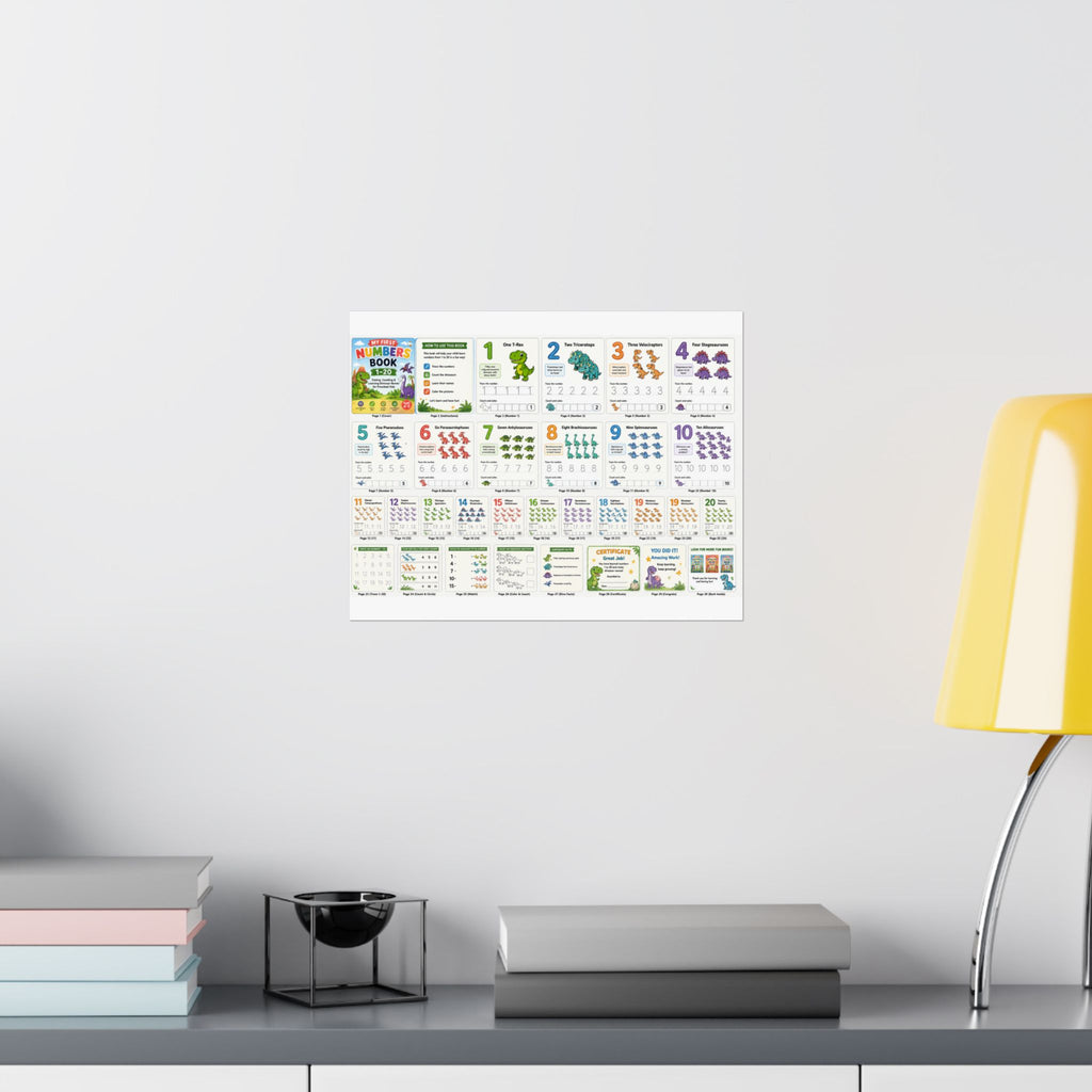 Numbers Learning Poster — Kindergarten Printable Matte Horizontal Chart