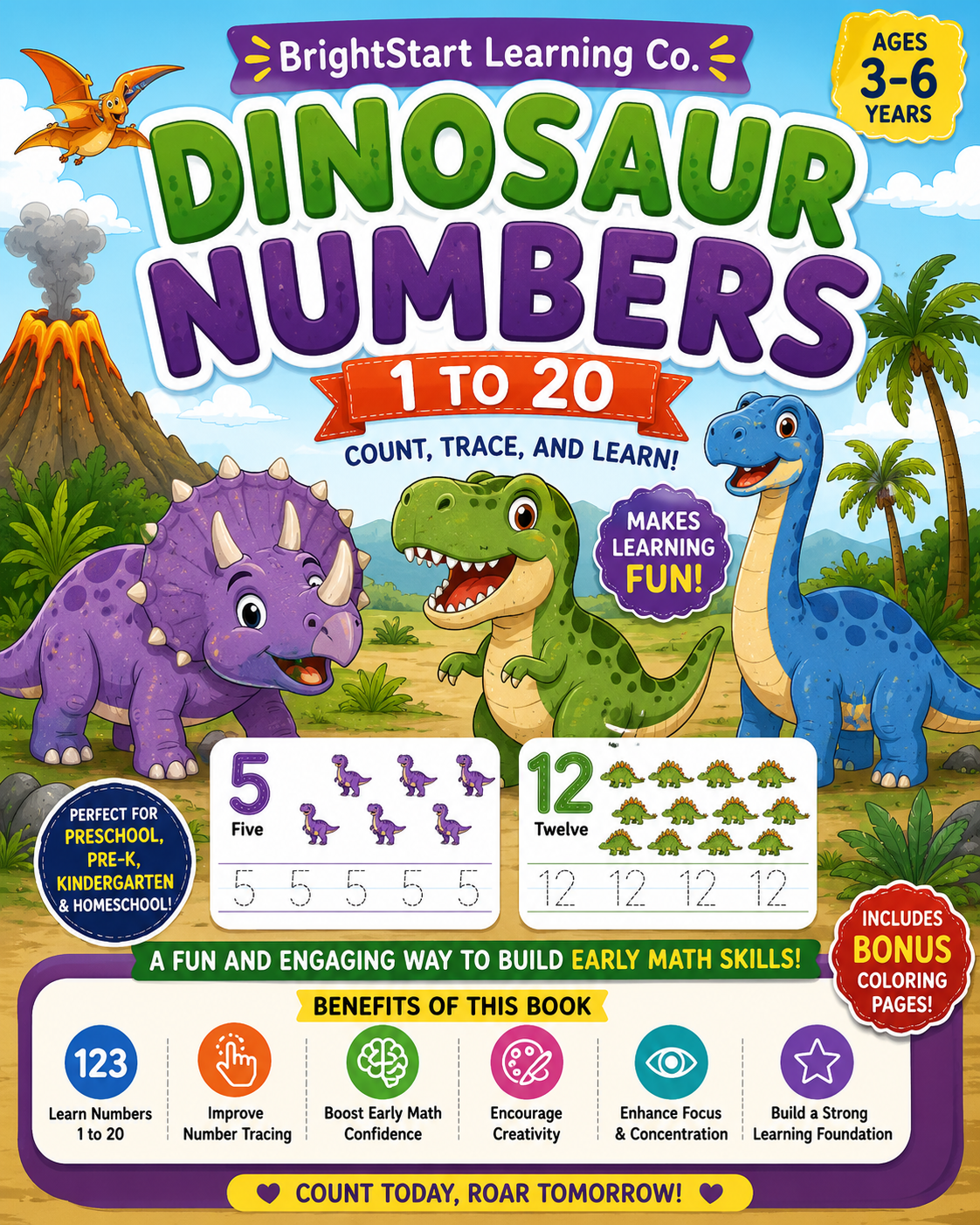 Learning Number 1-20-with Dinosaur